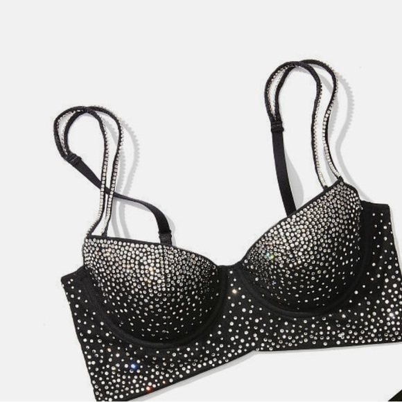 Victoria's Secret Other - Victoria's Secret Black Fantasy Bra with Swarovski Crystals Limited Edition